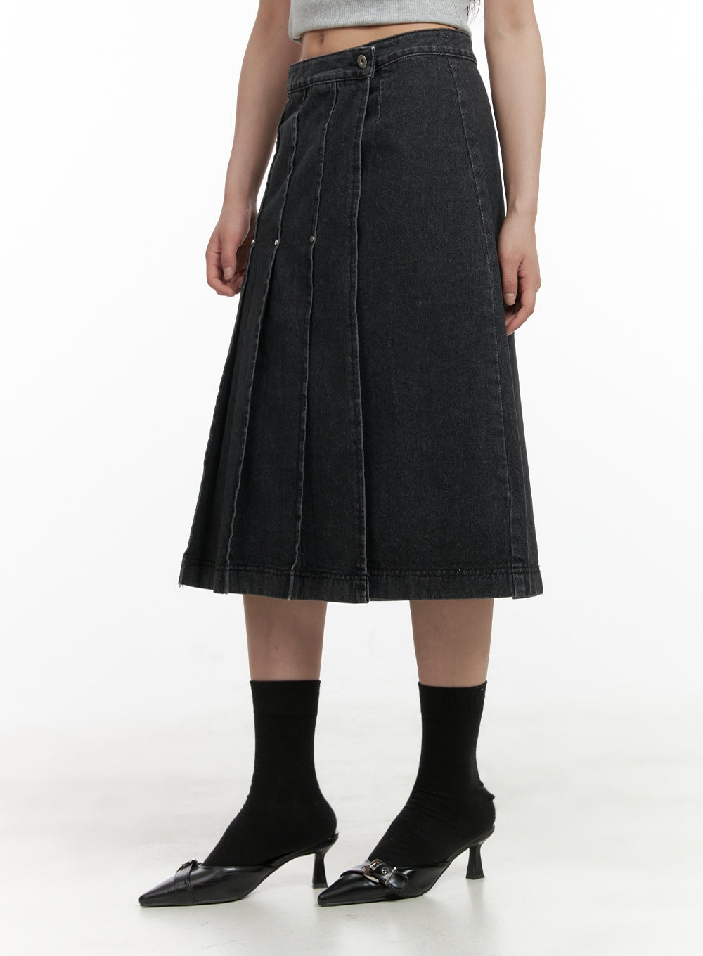 pleated-denim-midi-skirt-cy416