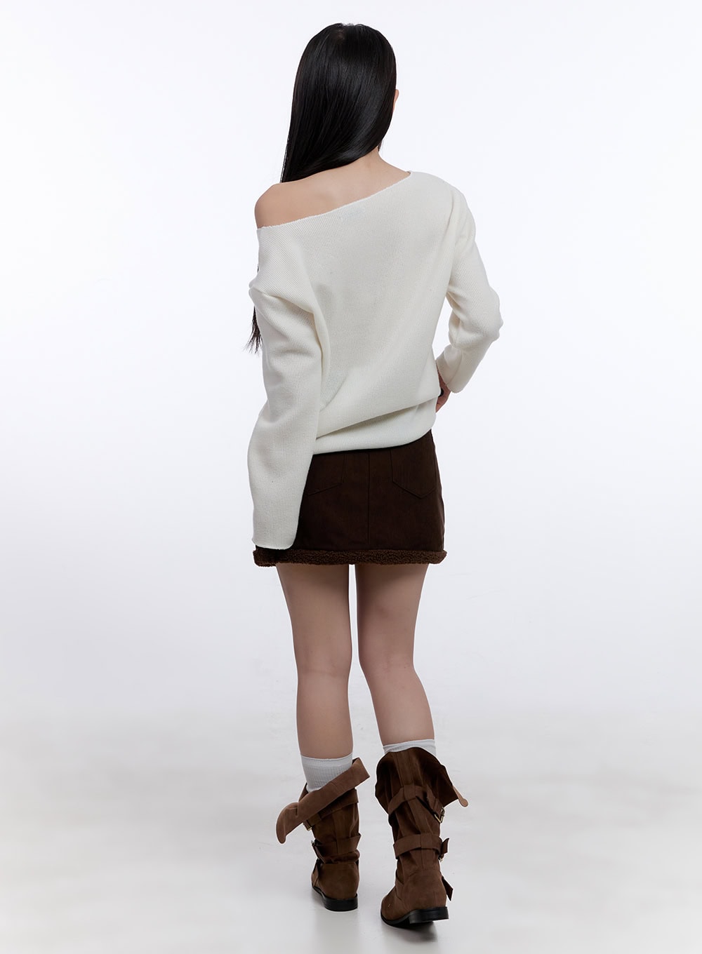 fur-lined-corduroy-mini-skirt-cj511