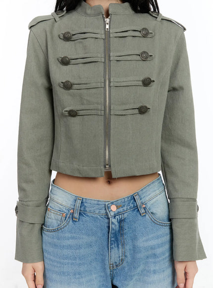 Military Style Cropped Jacket CA508