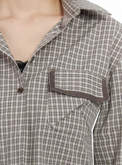 Plaid 3/4 Sleeve Shirt IM523