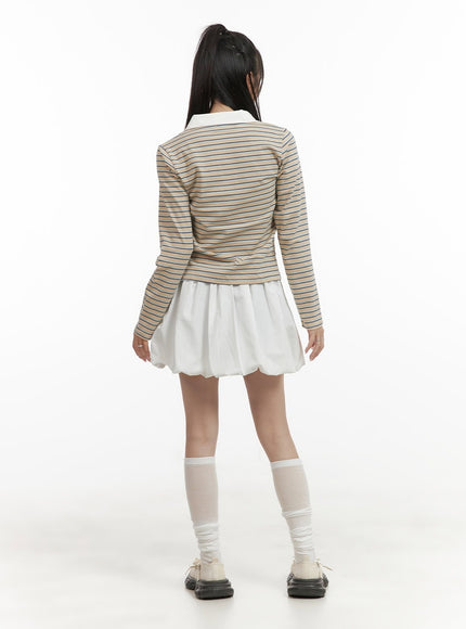 ribbon-band-bubble-mini-skirt-cy407