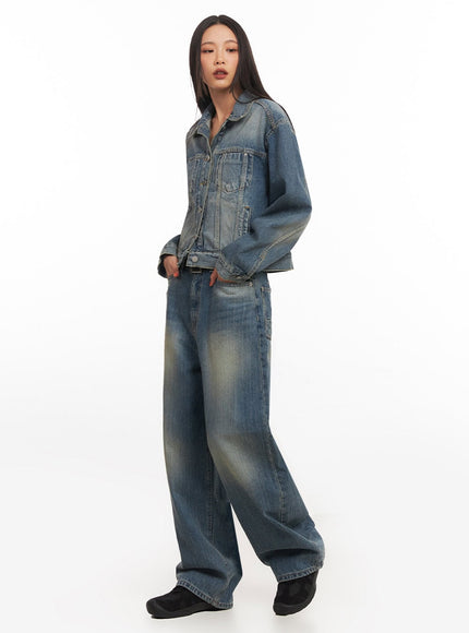 Sharon Washed Wide-Fit Baggy Jeans IA507