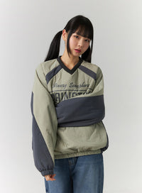 v-neck-lettering-nylon-sweatshirt-cd308
