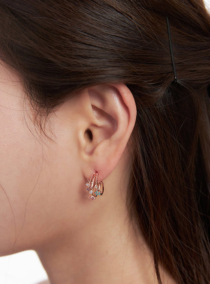 Daisy Triple Flower Stem Earrings IM528