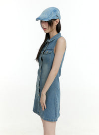 denim-collar-buttoned-sleeveless-mini-dress-cl426