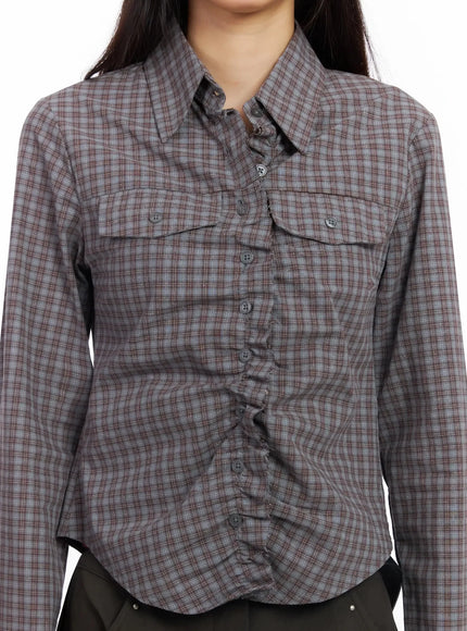 Stylish Check Ruffled Blouse IM530