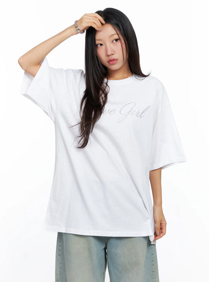 Oversized Text Print Tee CO515
