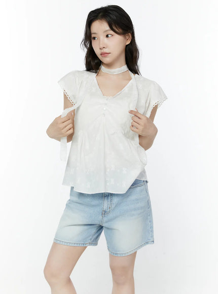 embroidered-ribbon-blouse-and-skinny-scarf-set-iy511
