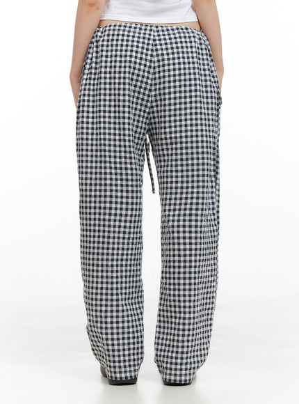 checkered-banded-cotton-wide-leg-pants-cg408