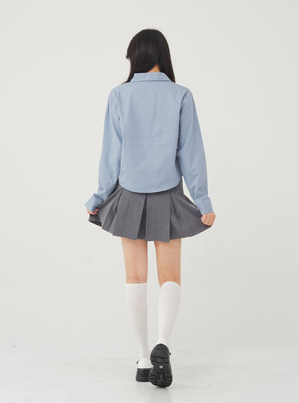 Basic Tone Down Color Crop Shirt BG23