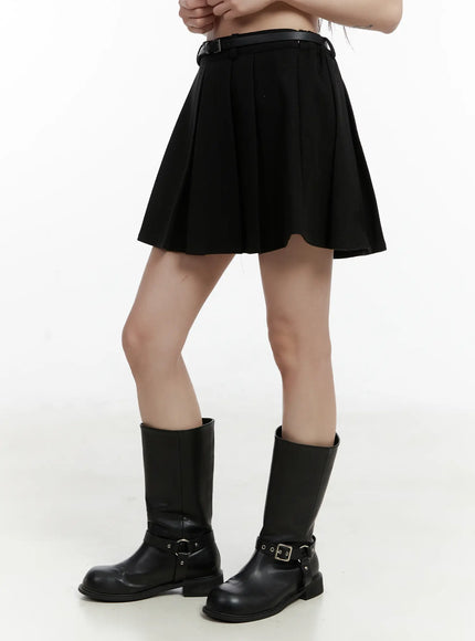 belted-pleated-mini-skirt-cd523
