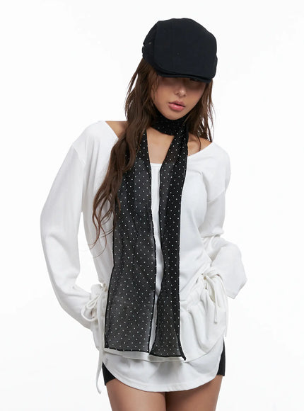 Sheer Polka Dot Skinny Scarf CS524