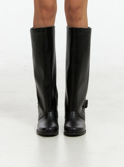 buckle-solid-faux-leather-knee-high-boots-ig405