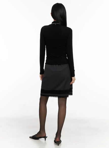 Lace Trim Midi Skirt CG526