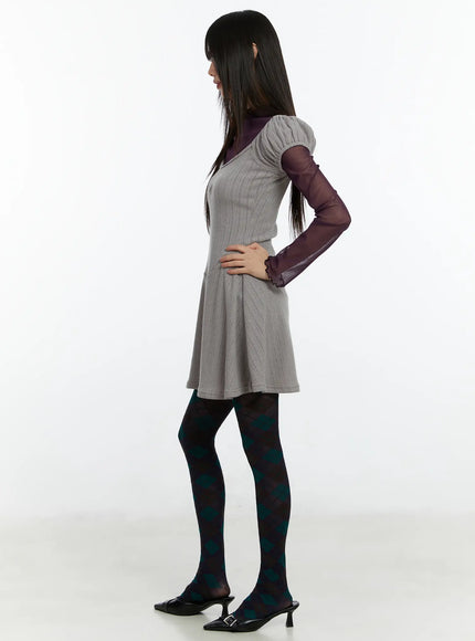 pointelle-puff-sleeve-flare-mini-dress-cf509