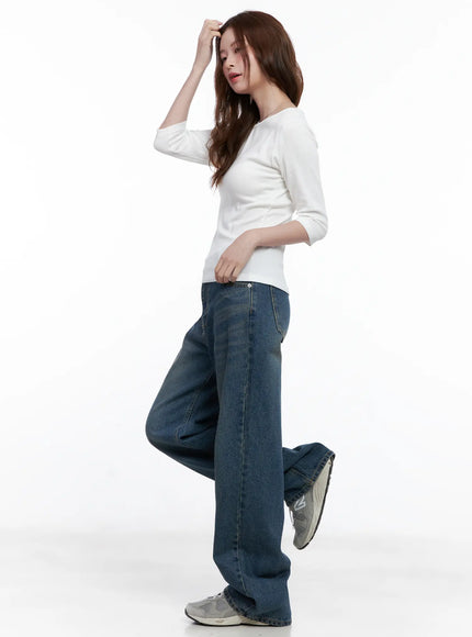 Casual Boat Neck 3/4 Sleeve Top CG520