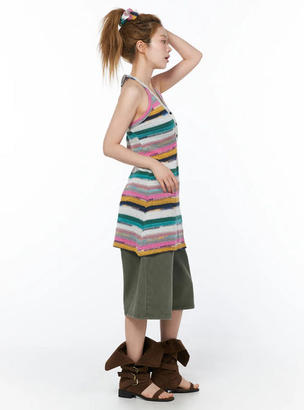 Striped Halter Knit Mini Dress CY506