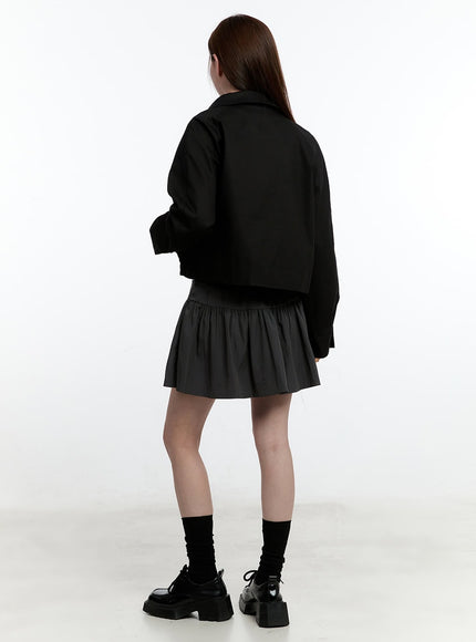 Zip-Up Collared Cropped Jacket CM521