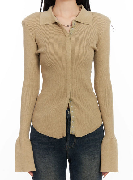 Button-Up Knit Shirt CD502
