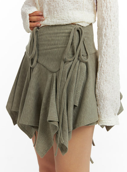 shirred-hem-bowknot-mini-skirt-cf426