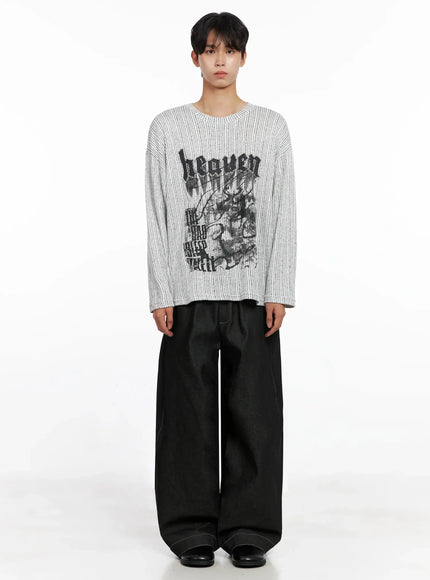 Men's Dark Denim Wide Pants IO516