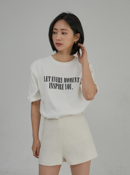 Tweed High Waist Shorts OJ304