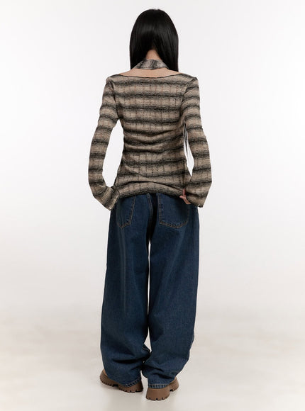 distressed-striped-sweater-with-scarf-cj531