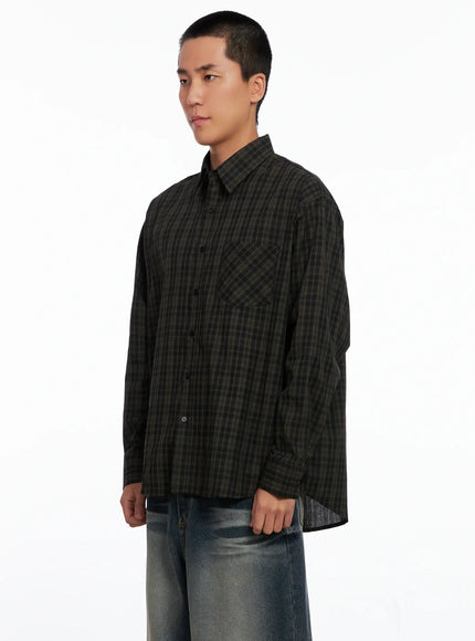 Men's Checkered Button Up Shirt IS510