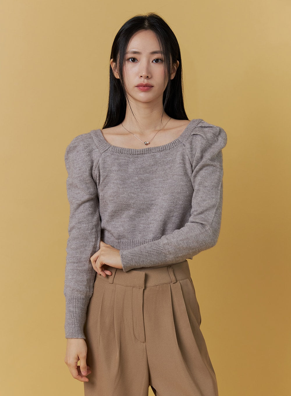 Colo【MEER.】PUFF SHOULDER WOOL KNIT TOP /WHT - ニット/セーター