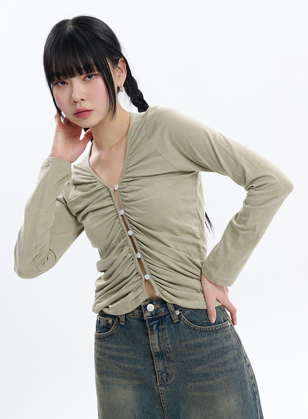 ruched-button-crop-long-sleeve-if413