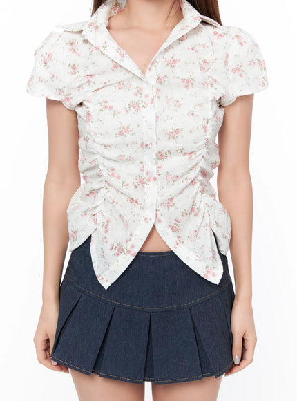 ruched-floral-button-up-blouse-ca514