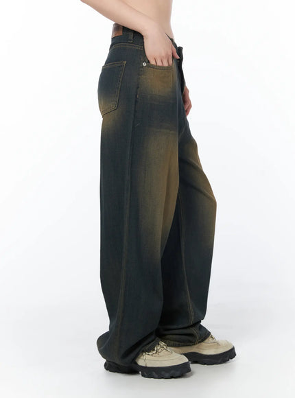 Doah Vintage Washed Wide Leg Jeans CY505