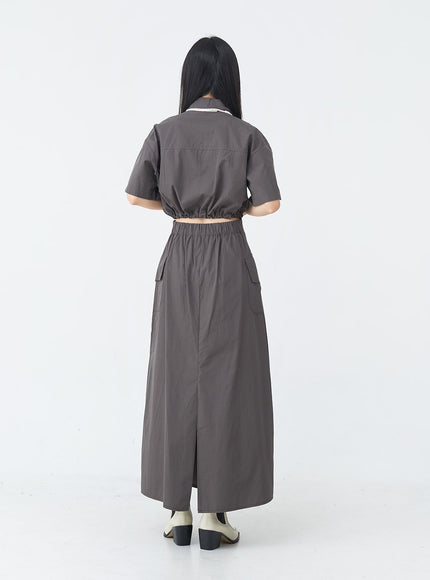 Cargo Wide Fit Long Skirt with Pocket UU1407