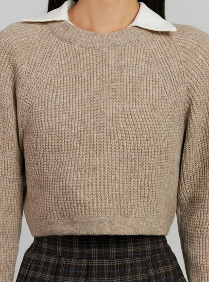 Cropped Crewneck Knit Top IJ502