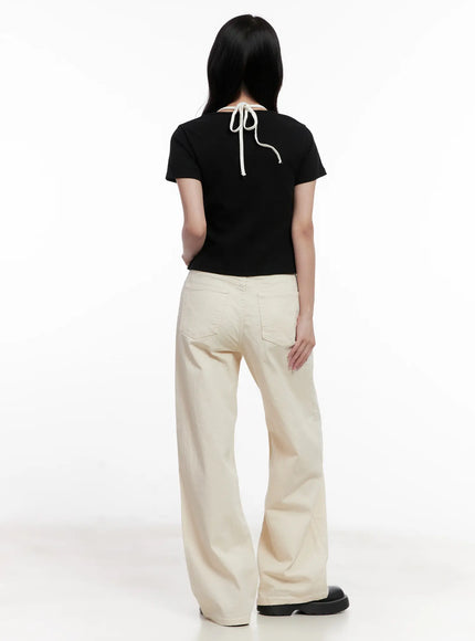 High-Waisted Wide-Leg Cotton Pants CL516