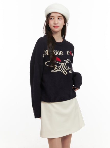 Paris Puppy Graphic Sweater CJ515