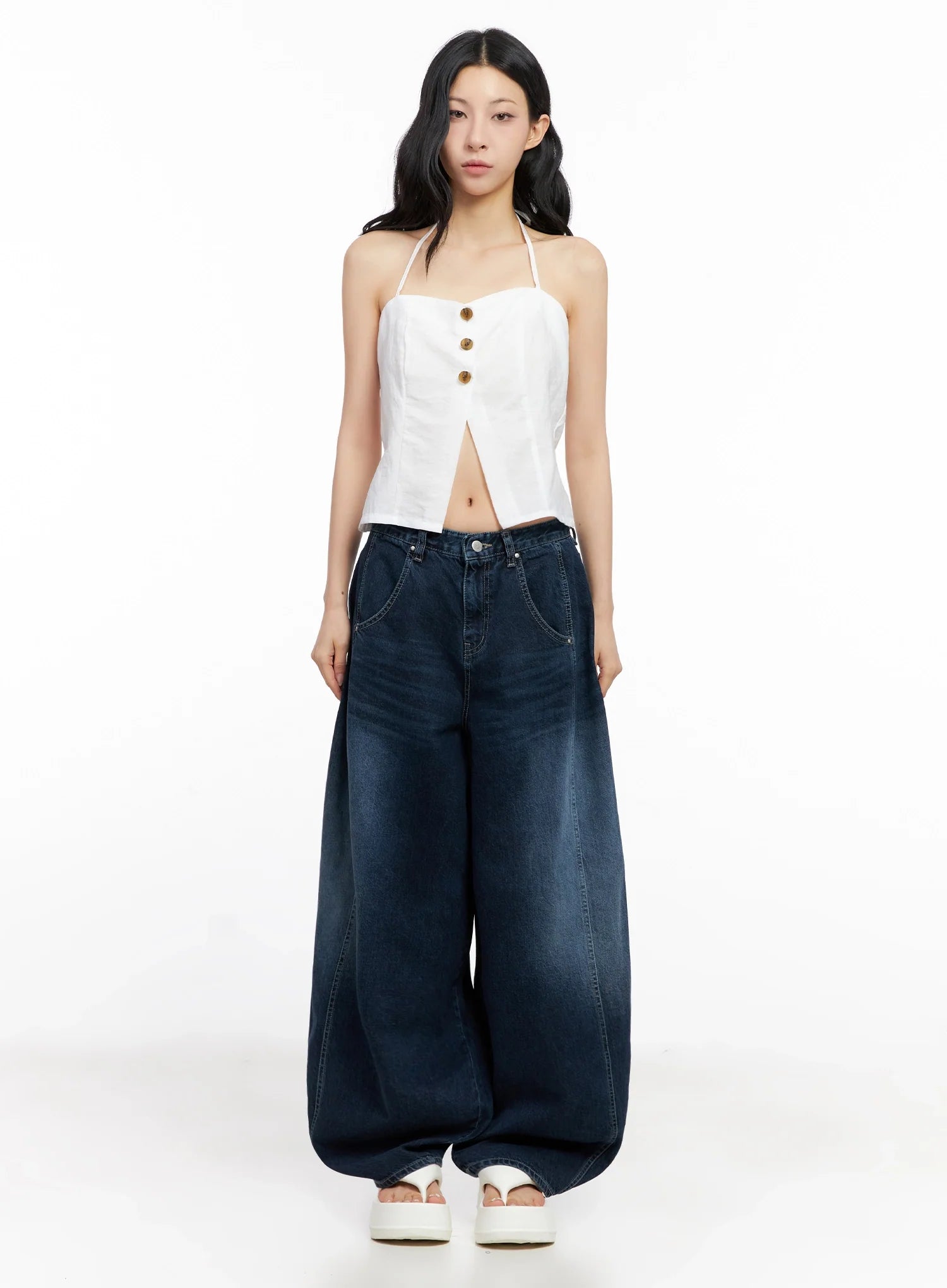 Sohee Angel Wing Print Wide-Leg Jeans IG508