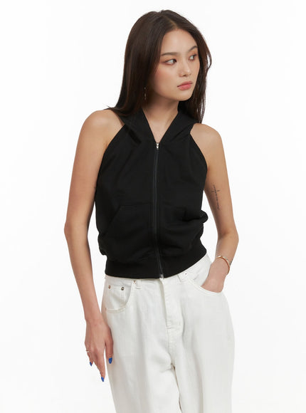 zip-up-hoodie-sleeveless-top-cy424