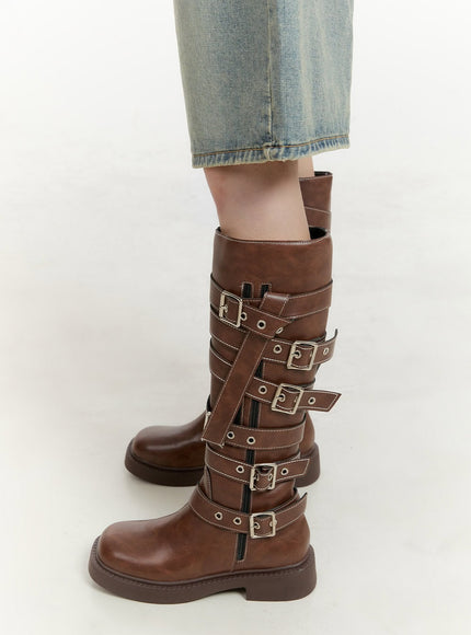 buckle-strap-faux-leather-long-boots-cg401