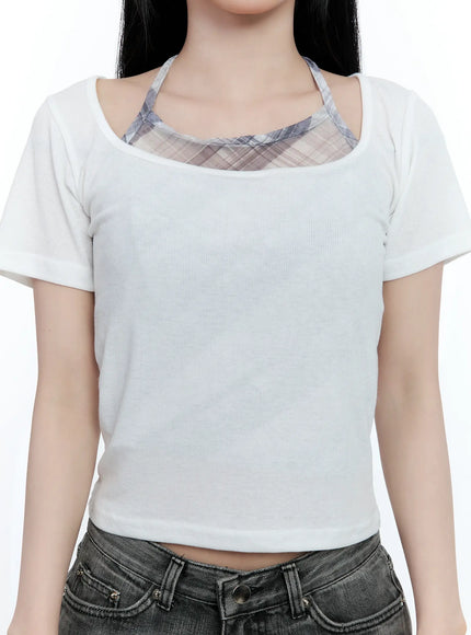layered-plaid-halter-top-cg501