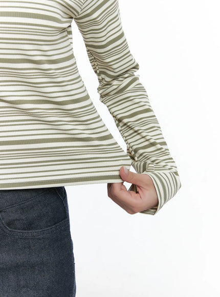 Stripe Off-Shoulder Long Sleeve Top CS502
