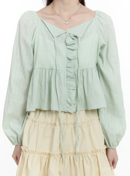 ruffle-ribbon-puff-sleeve-blouse-cm505