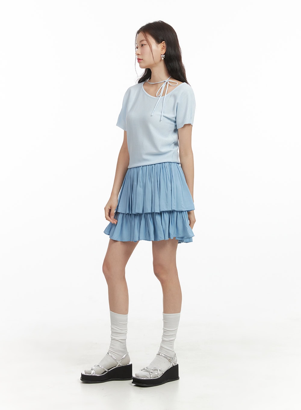 solid-ruched-ruffle-hem-mini-skirt-oy421