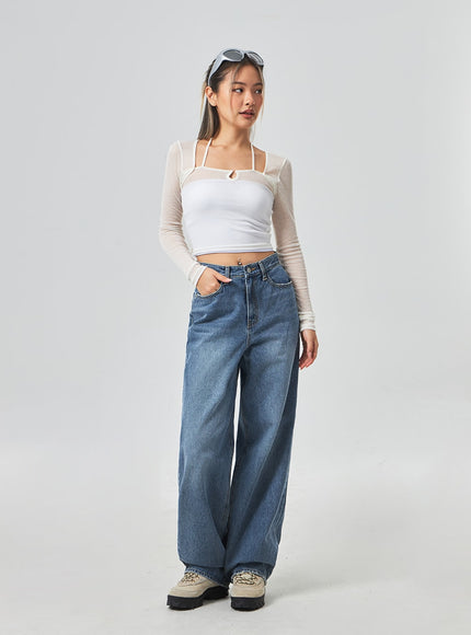 Wide Leg Mid-Wash Jeans CM331