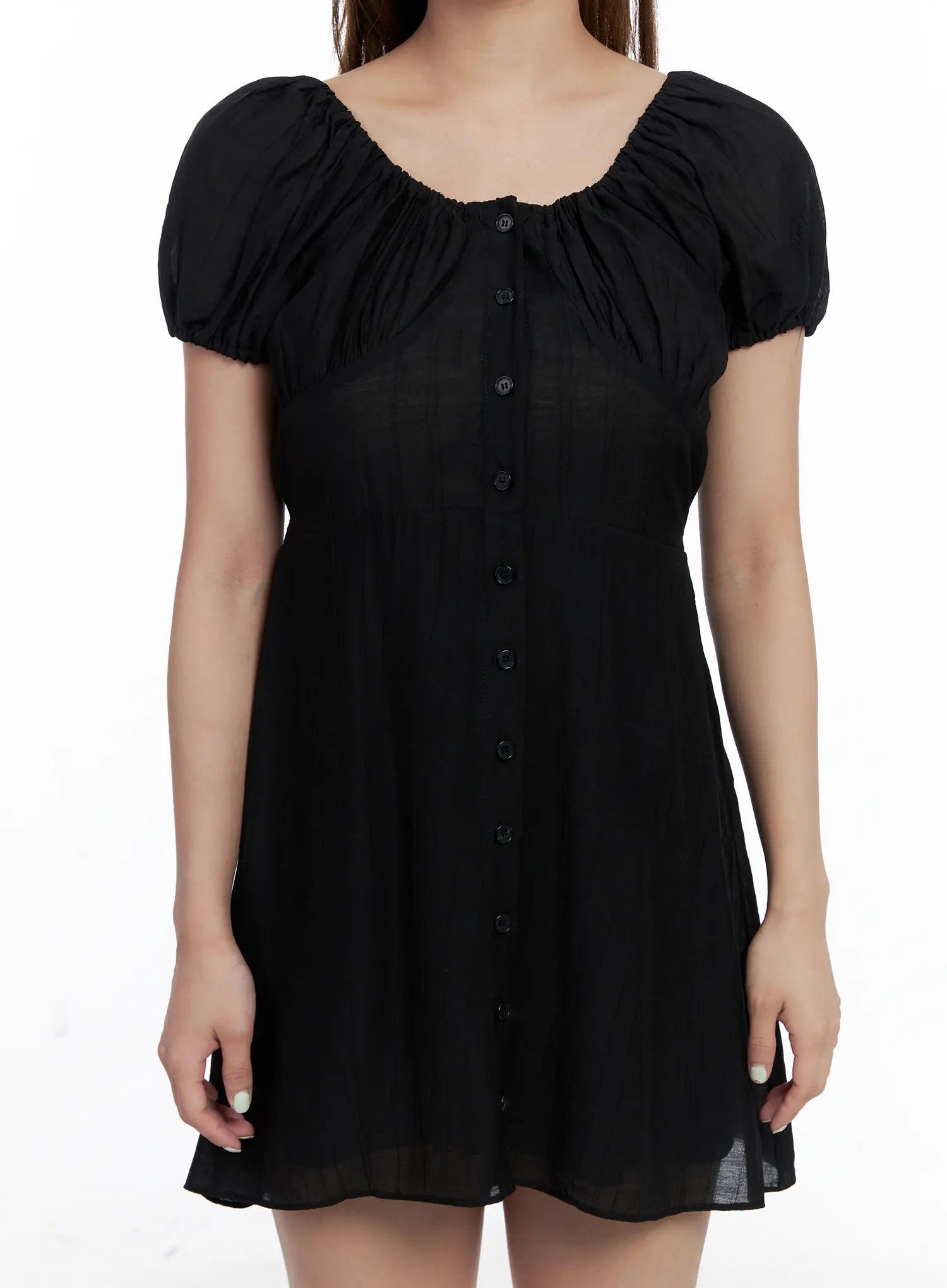 shirred-puff-sleeve-mini-dress-cl510