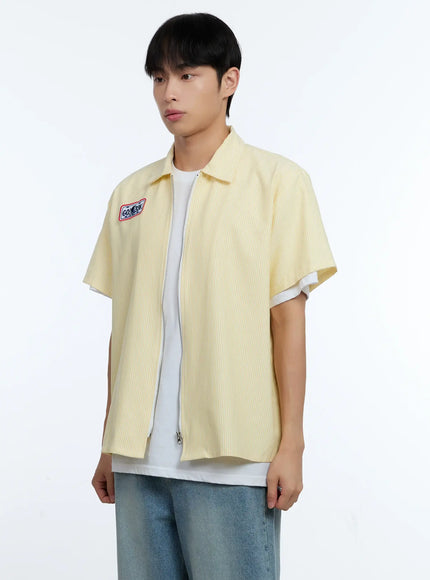 mens-pinstripe-short-sleeve-zip-shirt-ig519