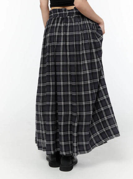 plaid-flare-maxi-skirt-cy519
