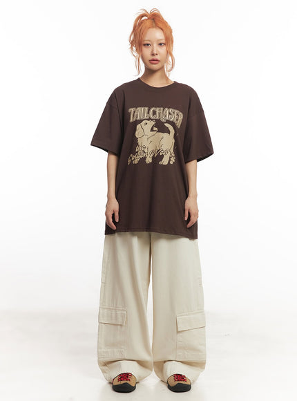Golden Pup Graphic Oversize T-Shirt IM528