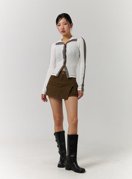 unbalanced-solid-high-waist-button-cargo-mini-skirt-cd329