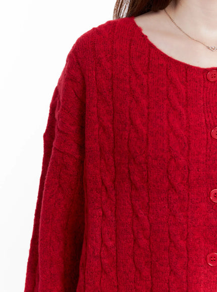Loose-Fit Cable Knit Cardigan CG521